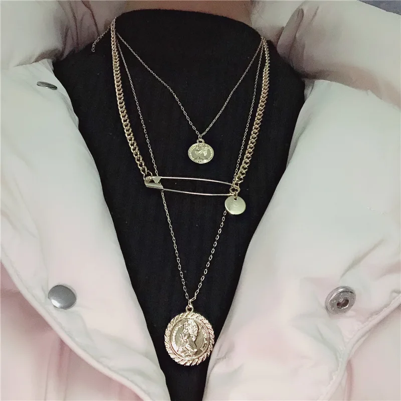 Новая мода Панк ветер монета портрет из нержавеющей стали кулон ожерелье