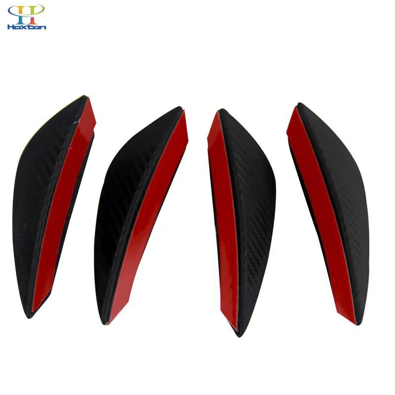 4 piezas de fibra carbono Color ajuste parachoques delantero labios divisor aletas cuerpo спойлер Canards Valence Barn|Наклейки на