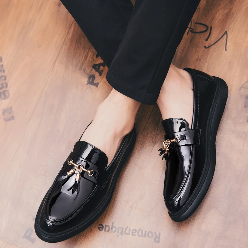 FIXSYS/кожаная мужская повседневная обувь Дышащие лоферы с кисточками Вечерние