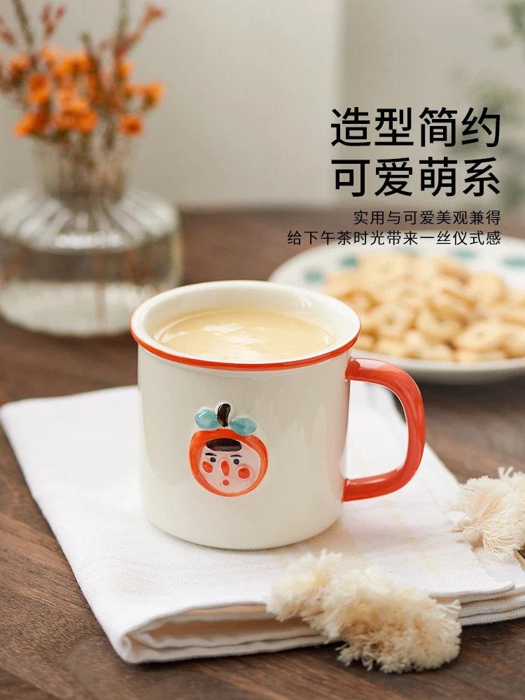 

Imitation Enamel Cup Ceramic Coffee Mug Cup Breakfast Cup Tea Cup with Handle Household Milk Water Ceramic Mug for Office Travel