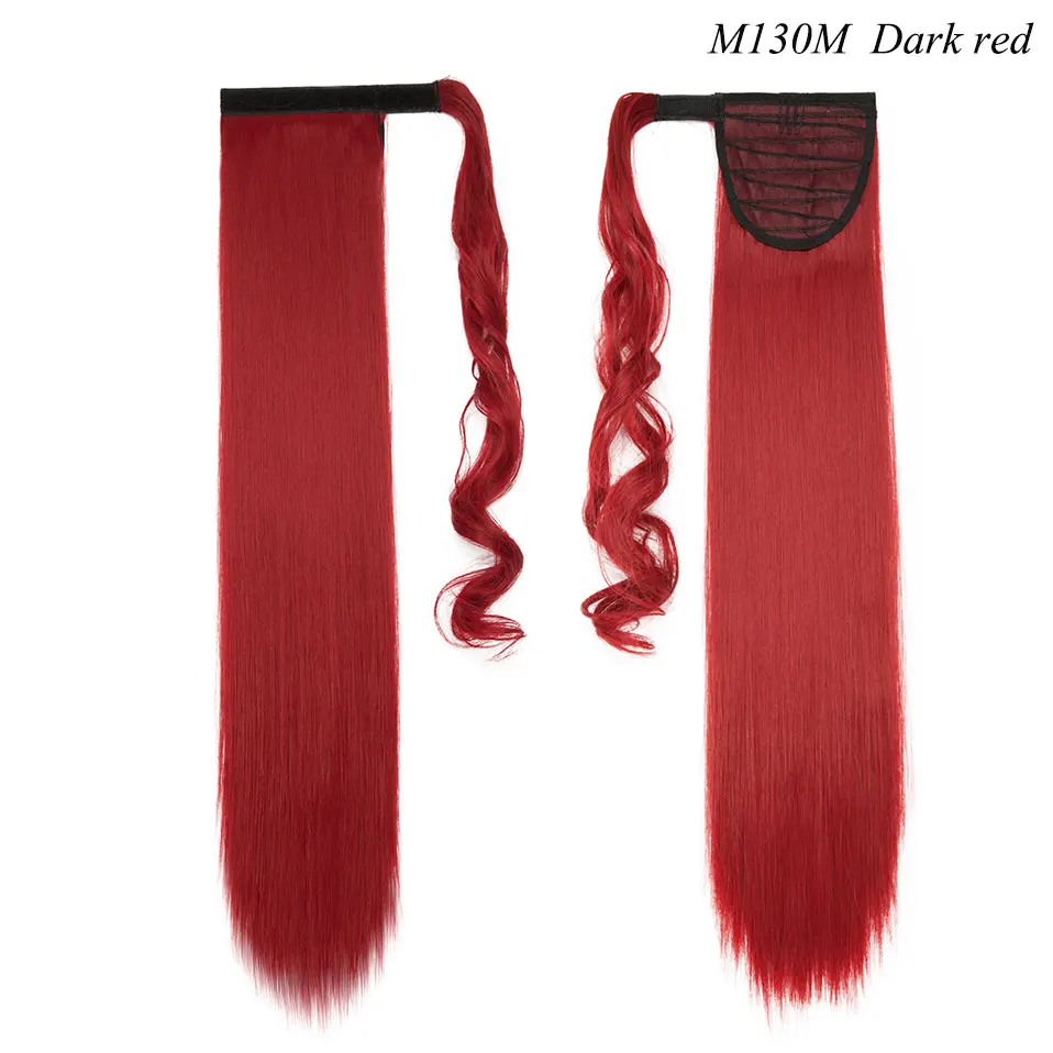 dark red S-noilite 23 дюйма длинные волнистые волосы на заколках в хвосте накладные волосы конский хвост шиньон синтетические волосы обертывание вокруг хвоста пони наращивание волос - Цвет: dark red