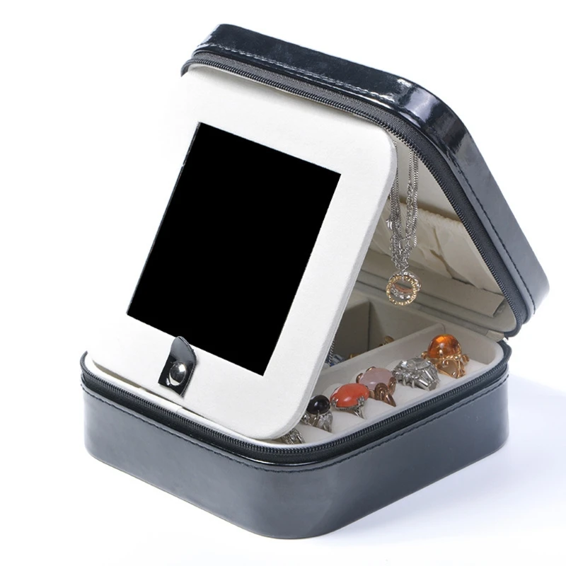 

JAVRICK Mirror Travel Jewelry Organizer Small Jewelry Box Mini Portable Jewelry Case Rings Earrings Necklace Organizer for Women