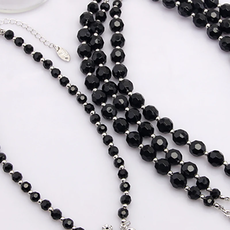 Модное женское колье-чокер с кристаллами черного цвета 1 уровень 3 уровня |