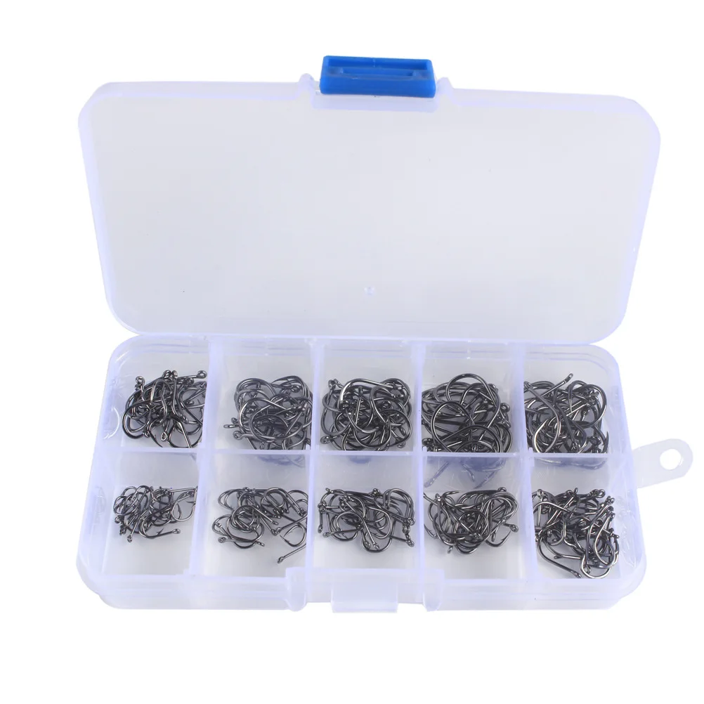 100 шт. крючки с бородкой из углеродистой стали одним кольцом для карпа набор