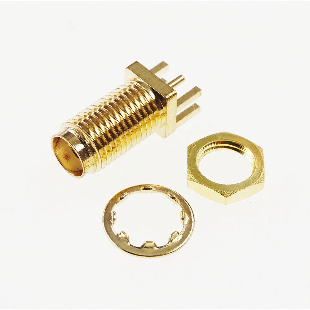 50 pcs Gold Plate SMA Jack Receptacle Female Socket Ohm Board Edge End Launch Solder Tab coaxial RF connector 16.5mm Height |