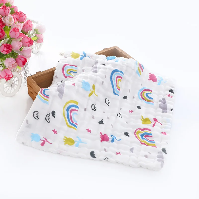 Детский слюнявчик 25*25 см детский мультяшный принт шестислойный марлевый