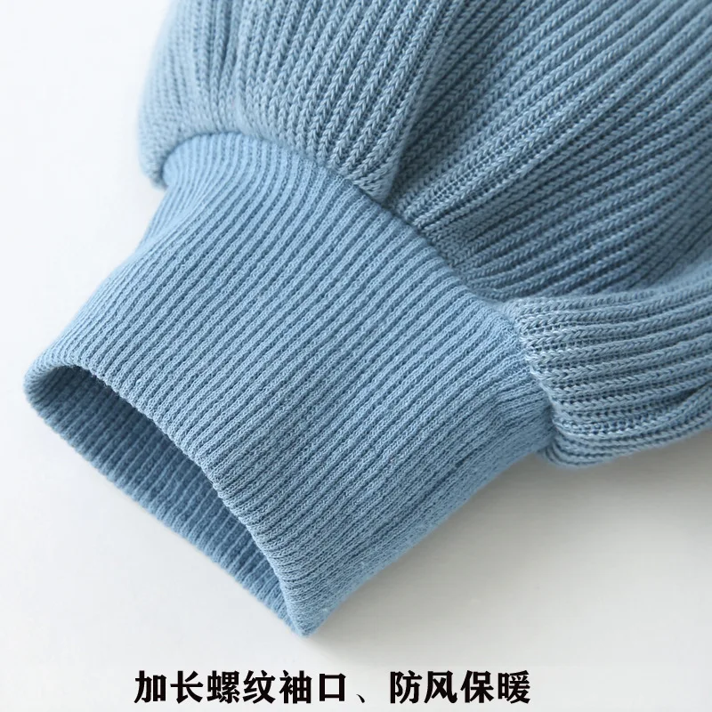 Комплект одежды для девочек Осенний синий свитшот с юбкой в клетку Свободный