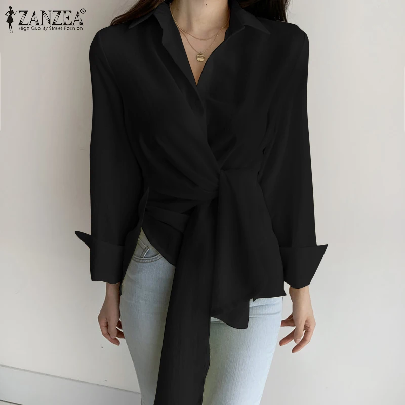 

Vintage Women Solid Button Blusas Work OL Office Shirt Long Sleeve Fashion Blouse 2022 ZANZEA Autumn Elegant Party Chemise Tops