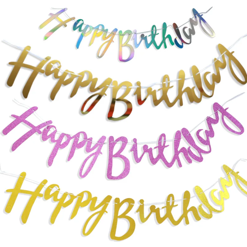 

Happy Birthday Banner Colorful Flags And Banner Happy Birthday Decoration 1st Birthday Baby Shower Party Decoration DIY Supplies