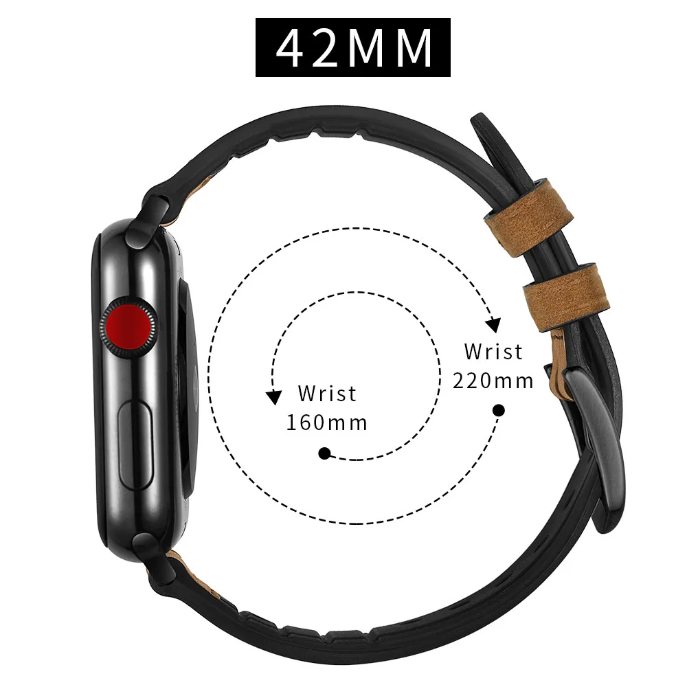 Ремешок силиконовый кожаный для Apple Watch SE браслет iWatch Series 6 5 4 3 2 1 40 мм 44 38 42