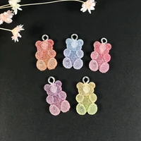 20pcs 1711mm multicolor flatback epoxy resin gummy bear candy for necklace keychain pendant diy making accessories