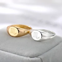 constellations ring stainless steel couple rings for women adjustable zodiac ring fashion female jewelry accessories gift party