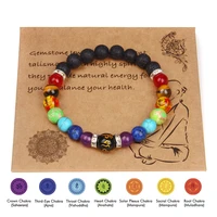 wholesale 7 chakra bracelet natural stone bracelets for women men turquoises lava yoga healing reiki meditation bangle jewelry