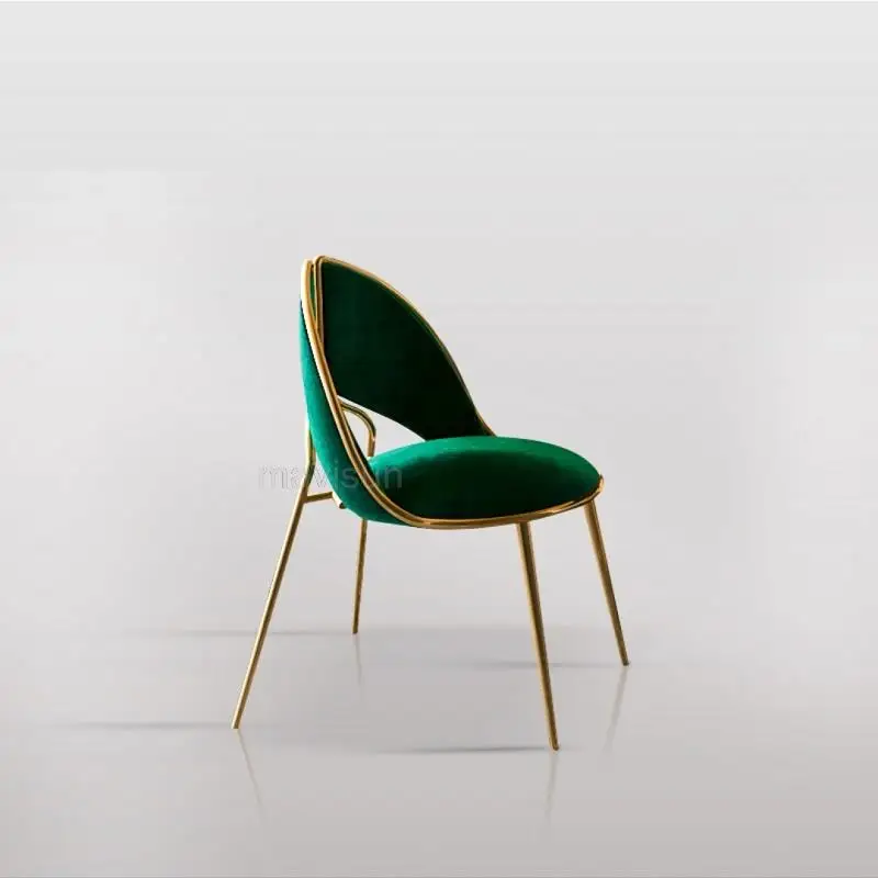 

Modern Style Restaurant Cafe Upholsteried With Leather Light Luxury Petal chair Dining Chair