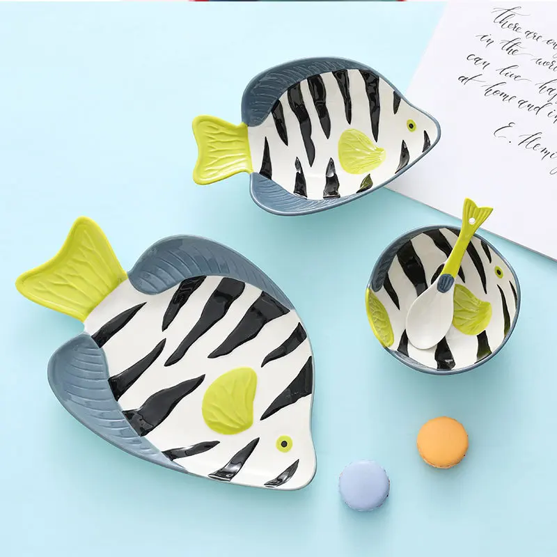 Японский керамический набор посуды ручная роспись креативная тарелка для рыбы