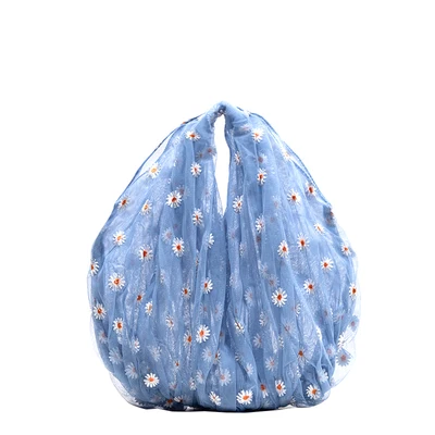 Повседневная сумка-мессенджер с цветочной вышивкой Сетчатая Сумка-тоут Женская