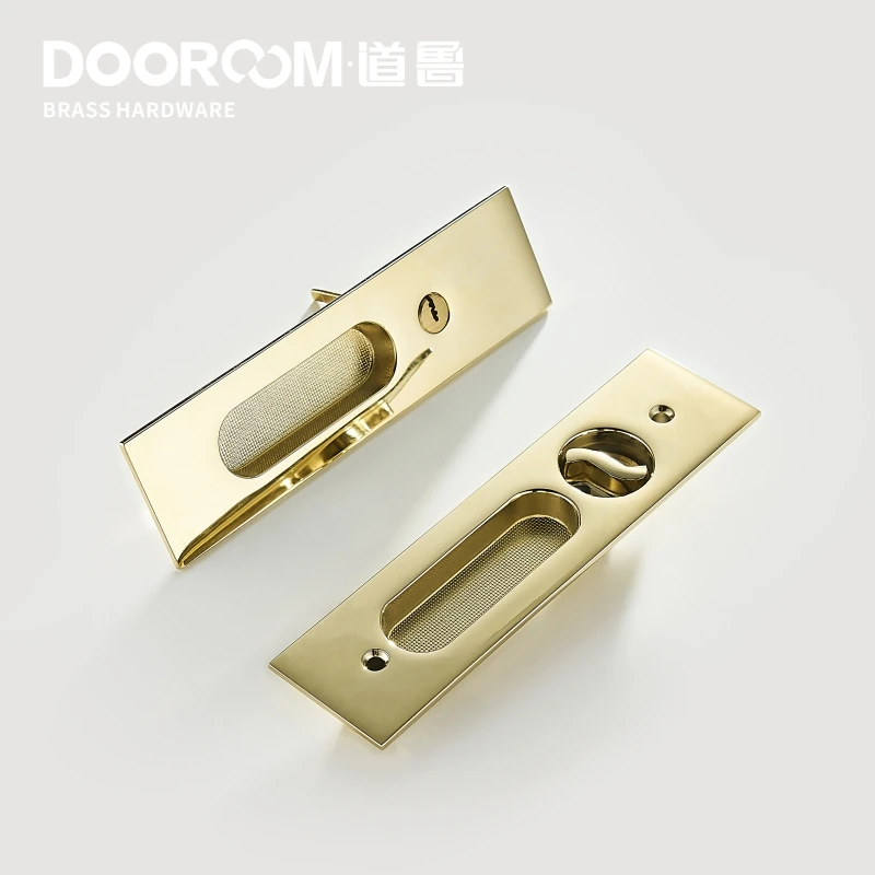 Латунный Замок для раздвижной двери Dooroom набор ручек из золотистого ПВД