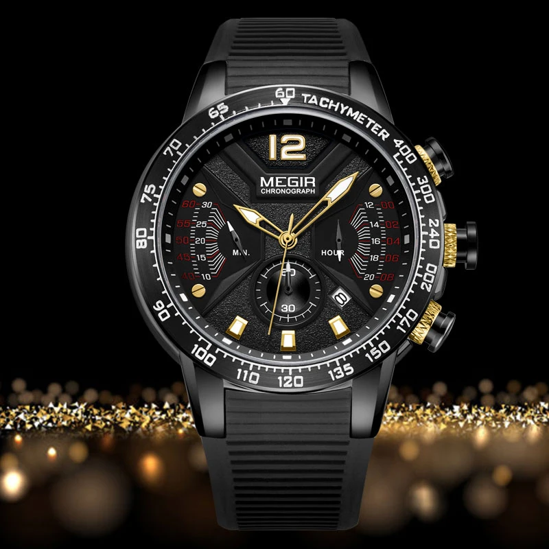 Часы наручные MEGIR Мужские кварцевые с хронографом спортивные роскошные