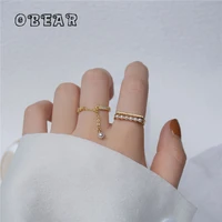 obear 14k real gold plating exquisite pav%c3%a9 crystal white pearl ring fashion anniversary jewelry accessories