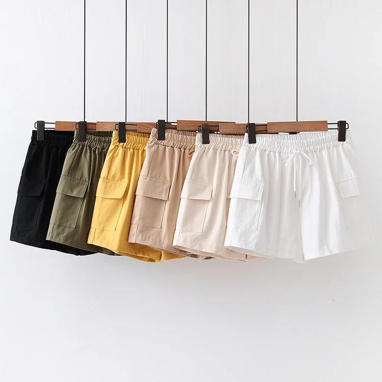 Летние женские шорты на шнуровке эластичные с завышенной талией большие из