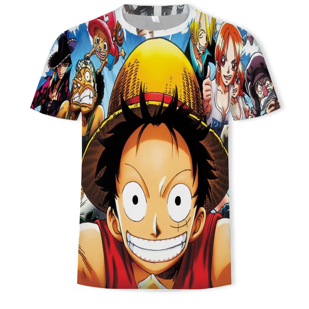 

Summer Anime Men's T-Shirt Japanese Street Clothing One Piece Luffy Boy Girl Hippie Cartoon Casual Top Otaku Game Short Sleeve