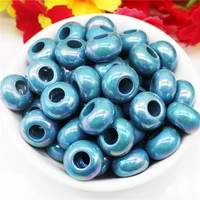 10pcs 14x8mm round loose 5mm large hole spacer beads charms for diy jewelry making pendant charm necklaces fit pandora bracelet