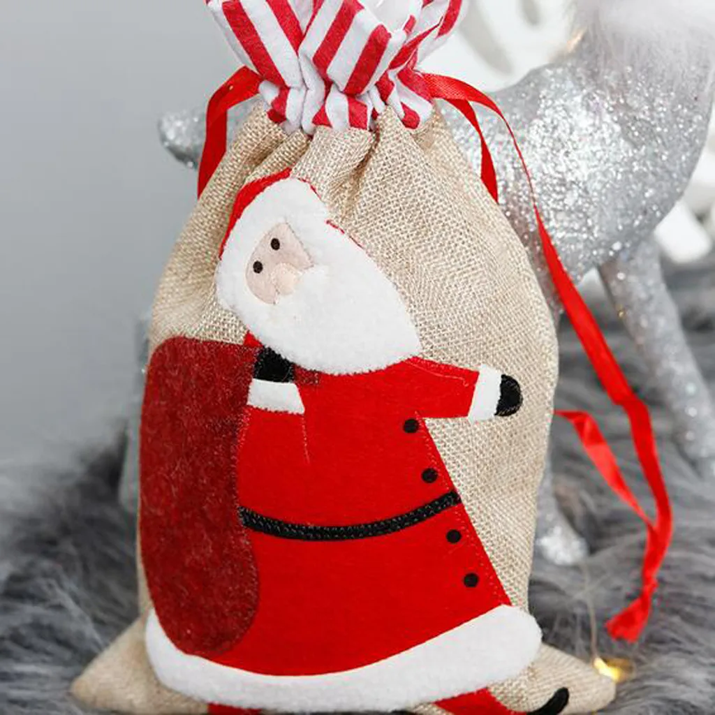 2020 Merry Christmas Kids Candy Bags Pouch Linen Santa Claus Snowmen Gift Bag Home Party Decor New Year Present Pack Sep 7th | Дом и сад