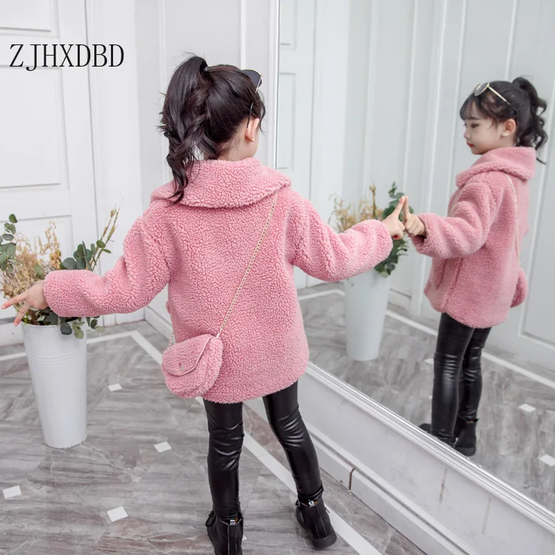 2020 Winter Girls Wool Jackets Turn-down Collar Horn Button Kids Baby Girl Coats Infant Outerwear Outfits Children Clothes | Детская