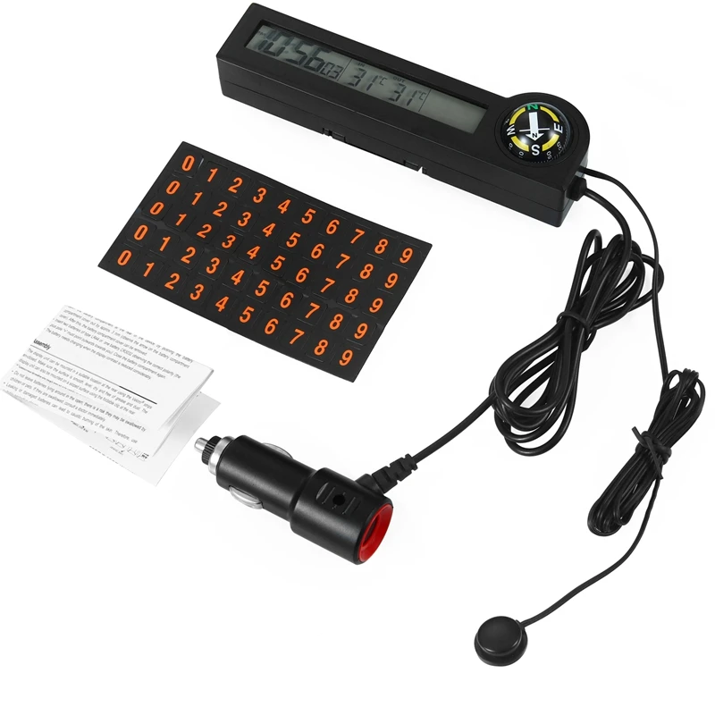 Автомобильные цифровые часы-термометр 12 В измеритель напряжения ЖК-дисплей