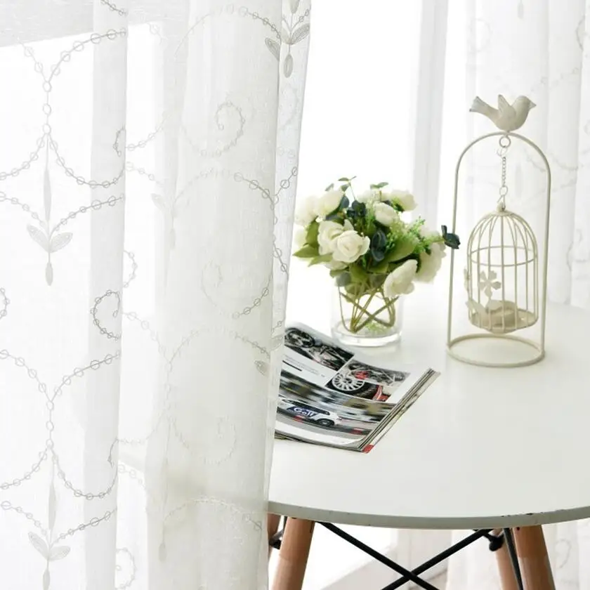 Американский кантри занавеска белая отвесная для гостиной лампа узор Тюль с