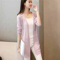the summer of 30 new products in the long section of womens knitwear sunscreen clothing female openwork cardigan f1834