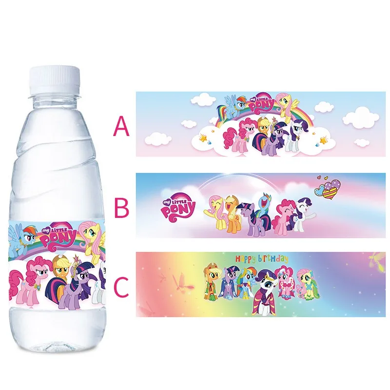 

12pcs Pony Cartoon Water Bottle Labels Stickers Birthday Party Decoration Party Favors