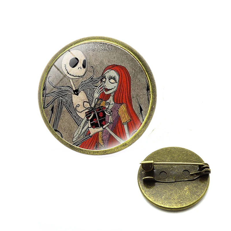 Кошмар перед рождественские броши Джек Скеллингтон и Салли булавки стеклянные