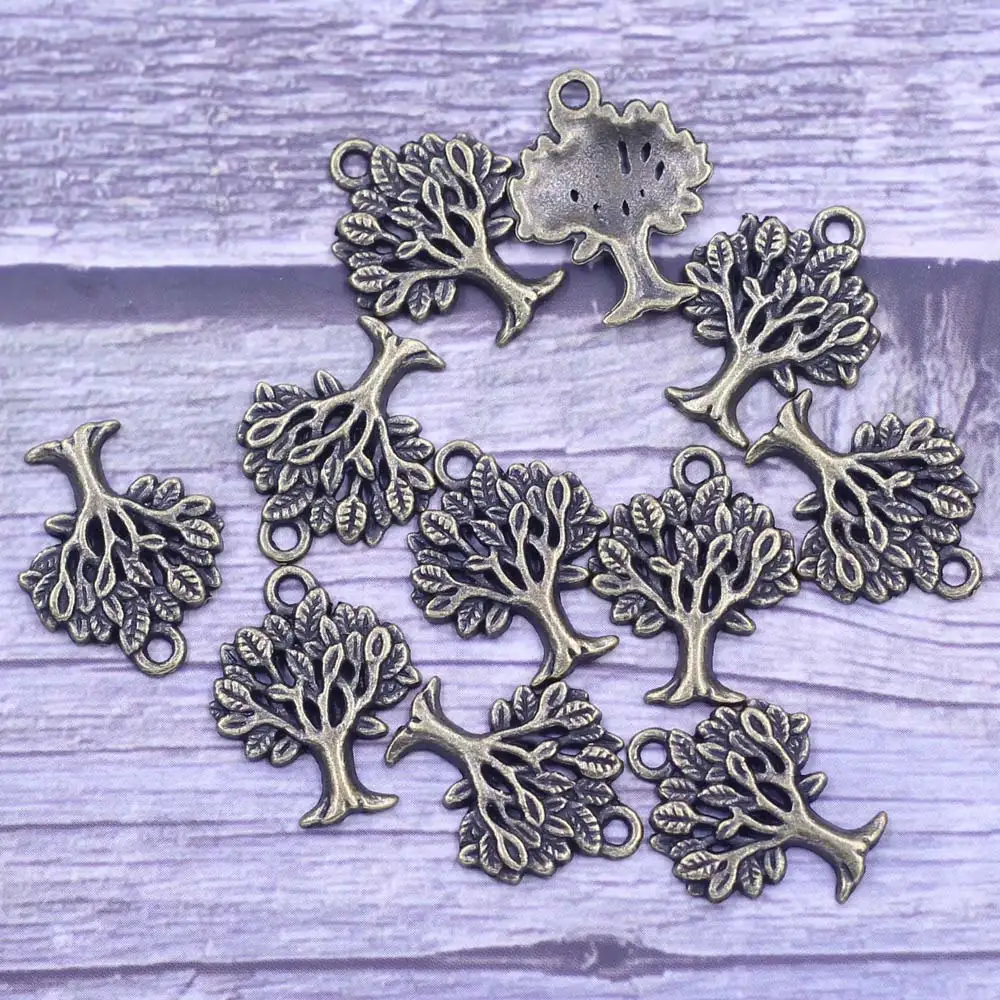 

10Pcs Pendants Tree Plant Cute For Charms Bracelets Metal Alloy Bronze Tone Jewelry DIY Finding 21x17mm