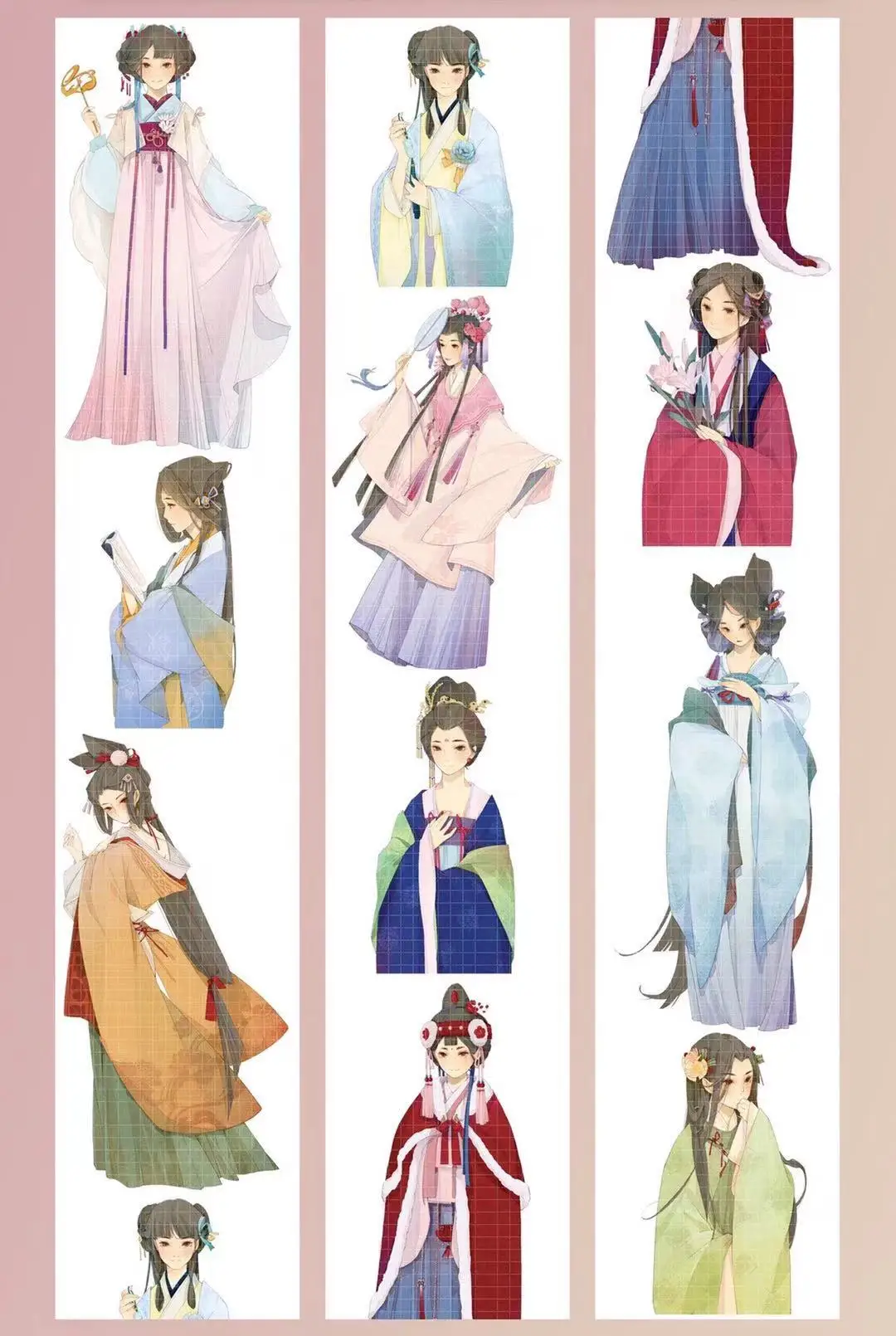 

Милая древняя Васи-лента Hanfu Girl для изготовления открыток, ежедневник «сделай сам», этикетка-наклейка для скрапбукинга