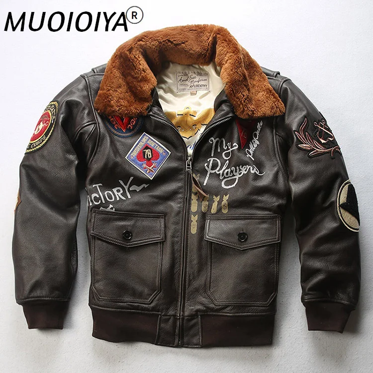 

2021 New Men A2 Pilot Jacket Tom Cruise Top Gun Air Force Cow Skin Coats 100% Real Multi-label Thick Cowhide Winter Russia Coats