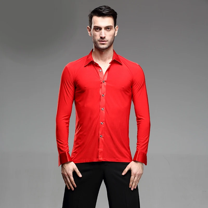 Red lapel Новинка, Fantasia, топы для латинских танцев, мужские топы для йоги, бальных танцев, сальсы, Танго, самбы, Одежда для танцев, стандартные топы, Мужская Профессиональная Одежда для танцев - Цвет: Red lapel