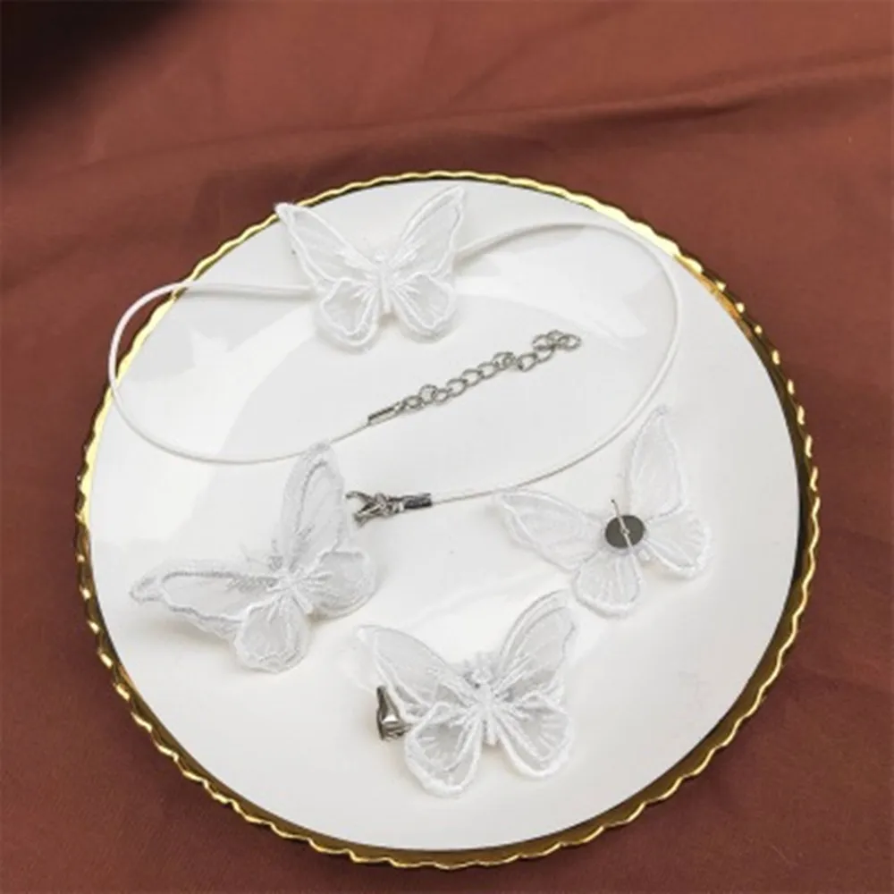 Заколки для волос женские с вышивкой в Корейском стиле 6 шт. романтичное Белое