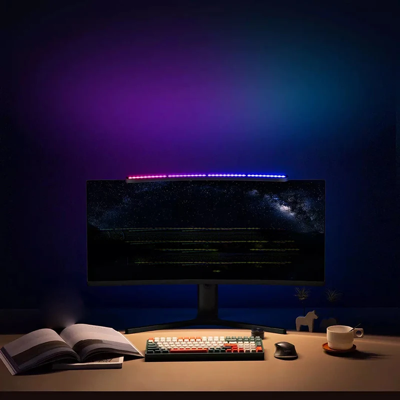 

Screen Hanging Light Curved Screen Display Lamp Ra97 Rendering Index R1000 Curvature Asymmetrical Projection RGB Backlight Lamp