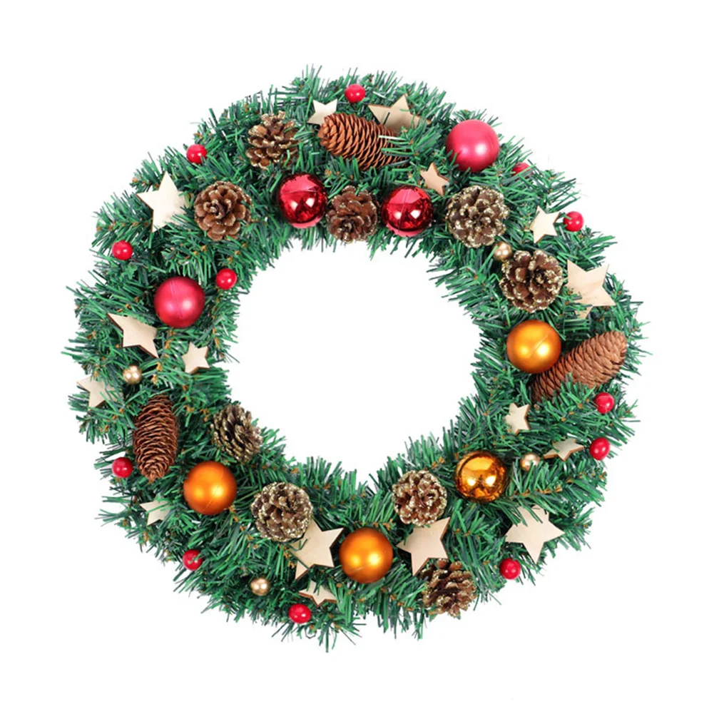 

Handmade Christmas Wreath 35cm Christmas Wreath Door Wall Ornament Garland Decoration Fake Fruit Pine Christmas Decor For Home