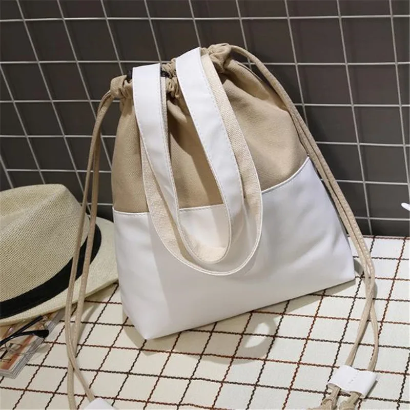 

Fashion Straw String Closure Classic Women Solid Color Shoulder Bag Messenger Bag Tote Drawstring Bucket Bag