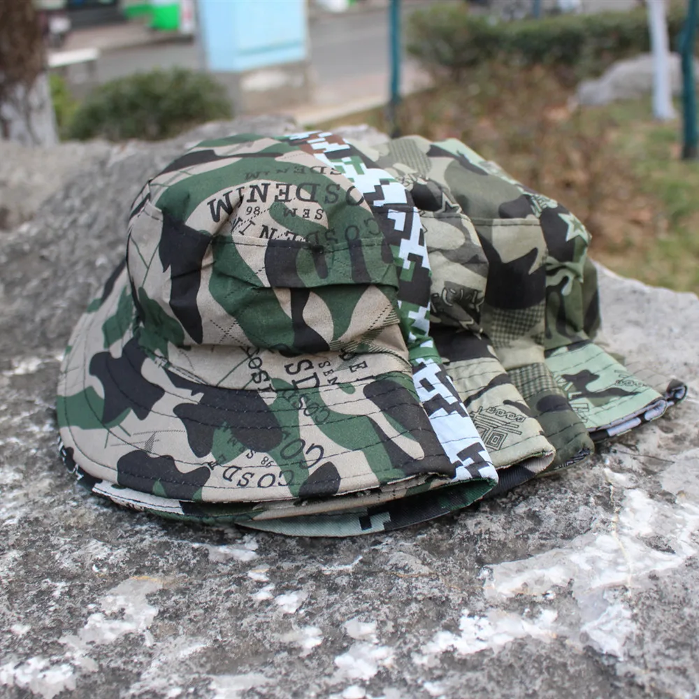 

2021 New Summer Hat Military Camouflage Bucket Hats Army Hunting Outdoor Hiking Fishing Sun Protector Fisherman Cap Tactical Men
