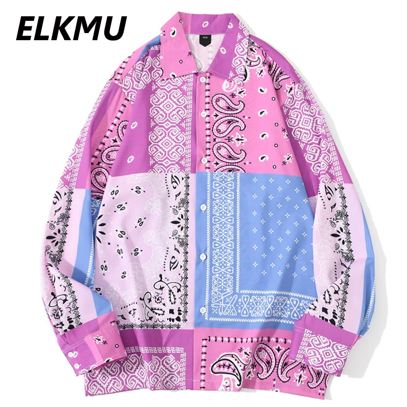 Рубашка мужская с длинным рукавом на пуговицах в стиле Харадзюку|Повседневные