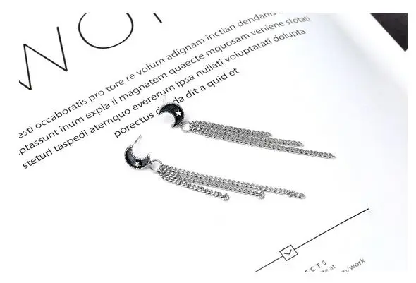 Женские серебряные серьги S925 с Луной и звездами Роскошные Блестящие модные иглой