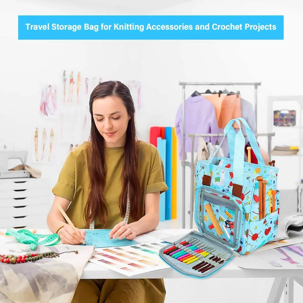 Сумка для вязания сумка хранения вязальной пряжи с большим количеством места и