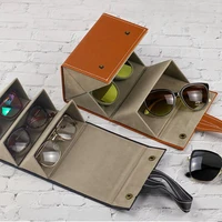 portable glasses organizer 34 multi slot eyeglasses storage display travel folding sunglasses pu leather case magnet switch