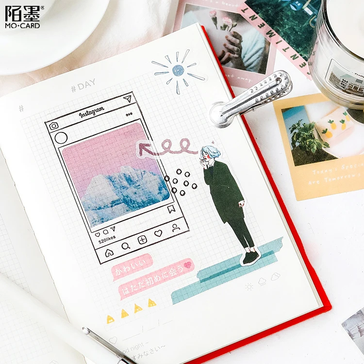 40 шт./упак. канцелярские наклейки светильник дневник с тенями планировщик