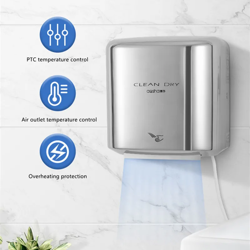 Automatic Hand Dryer Wall-mounted Air Hand Dryer with Cold and Hot Switching Hotel Bathroom Infrared Sensor Hand Dryer enlarge