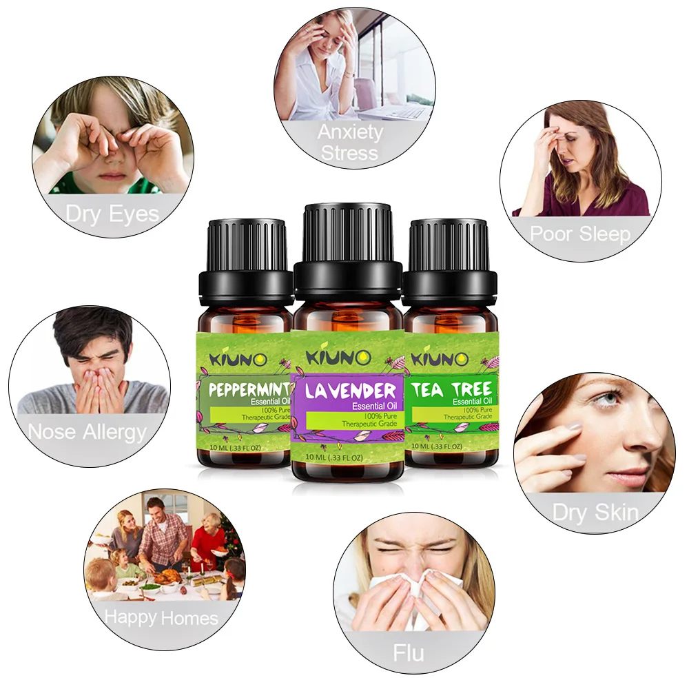 KINUO 10ML Grapefruit ure Essential Oils Refreshing Aromatherapy Humidifier Rosemary Peppermint Myrrh Lemongrass Oil |