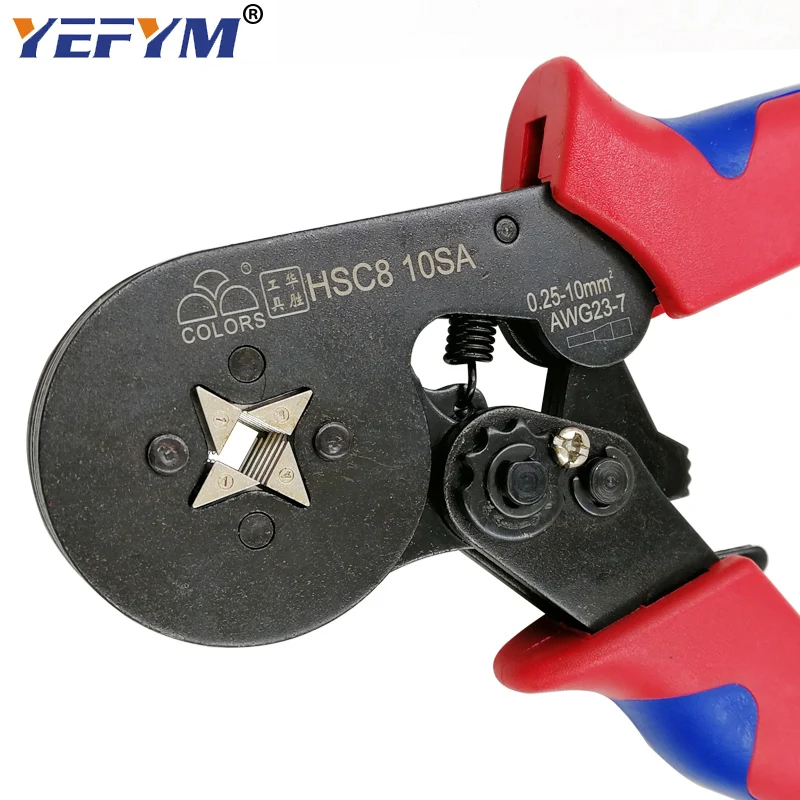 

HSC8 10SA 0.25-10mm2 23-7AWG crimping pliers 1200pcs/box terminals for tube type needle type terminal crimp self-adjusting tool
